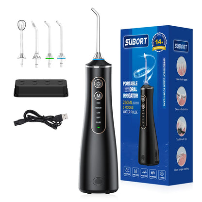 Irrigador Dental SUBORT. Limpieza bucal profesional recargable por USB.