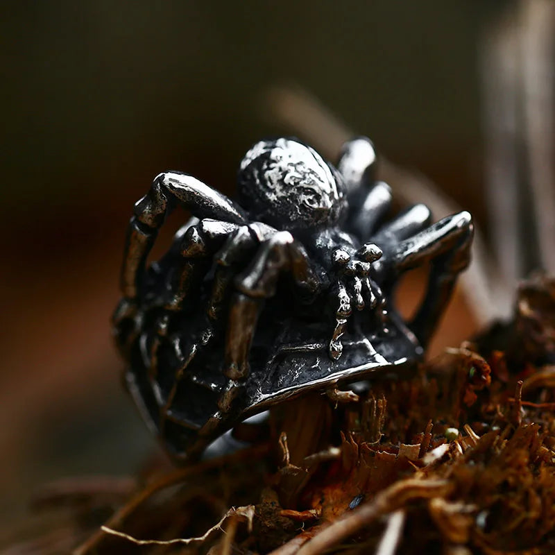 anillo acero inoxidable Araña sobresaliente