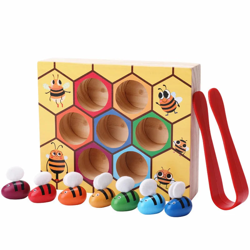 Juego de trampa de abejas Montessori para niños, cuentas con Clip, concentración lógica, juego de entrenamiento de Motor fino