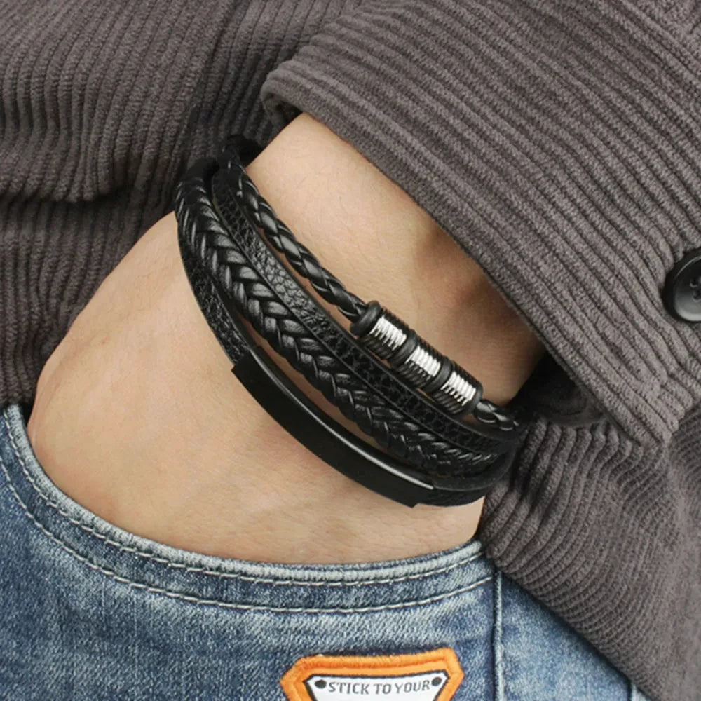 Pulsera de brújula de acero inoxidable, botón magnético de metal