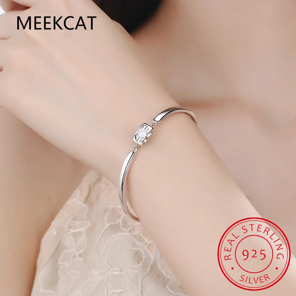 Pulsera de plata de ley 925 con piedras preciosas de diamantes de moissanita