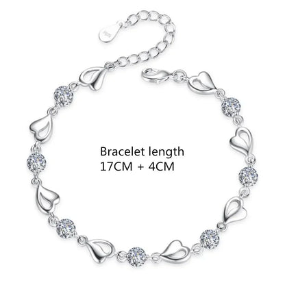 Pulsera de plata de ley 925 con dijes de cristal azul versátiles estilo retro coreano