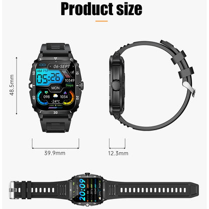 Reloj inteligente estilo militar con GPS para hombre, resistente al agua, para Android IOS, Fitness, resistente al agua, 2,0 'AI, voz, Bluetooth, llamada.