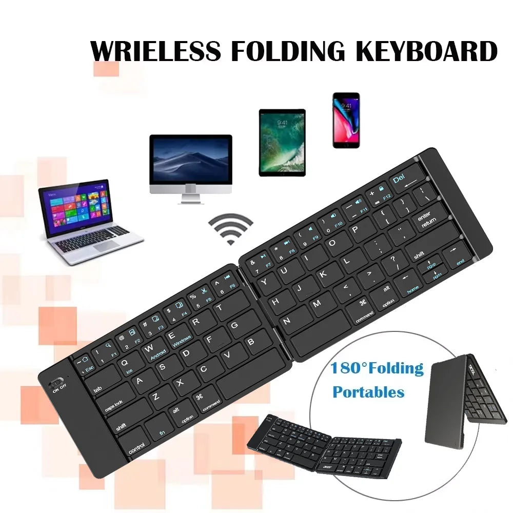 Teclado Bluetooth plegable para IPAD, tablet, móvil, notebook, oficina, Mini teclado inalámbrico, compatibilidad, universal