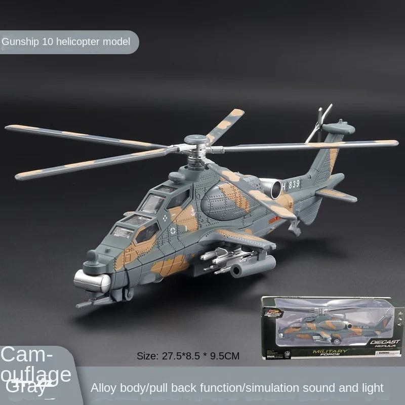 Helicóptero recto 1: 28, 10 brazos, modelo de aleación, hélice de retorno de sonido ligero