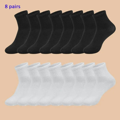 Calcetines de algodón negro para mujer, suaves y cálidas. 8 pares