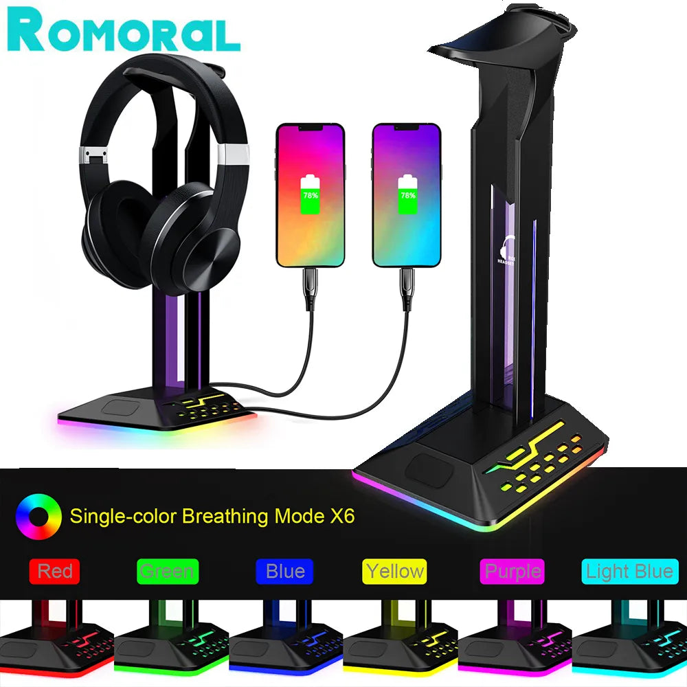 Soporte Audifonos para escritorio RGB Romoral.