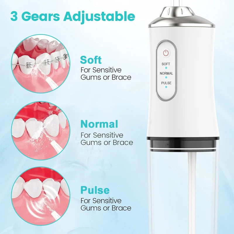 Irrigator bucal recargable con 4 boquillas para limpieza dental profunda