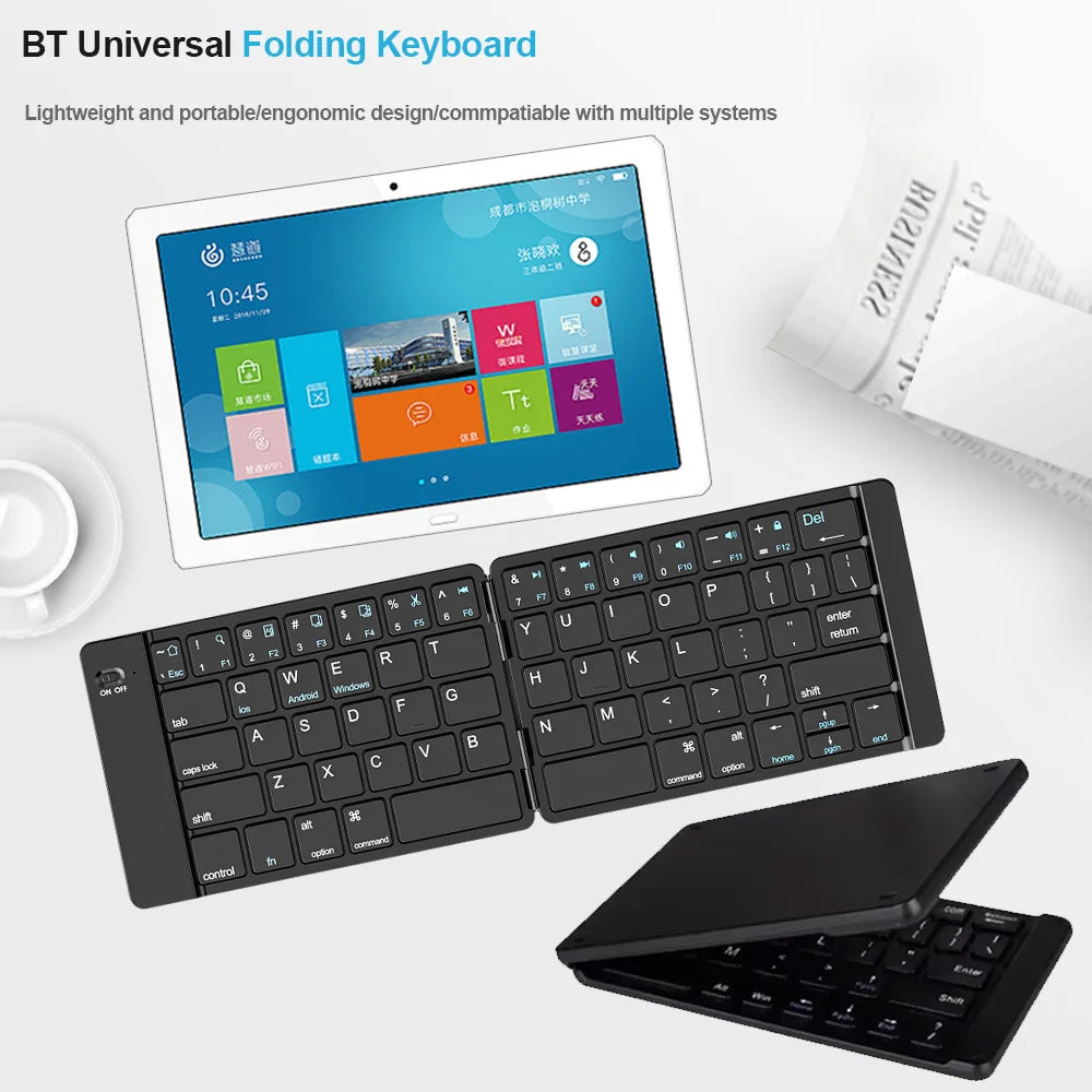 Teclado Bluetooth plegable para IPAD, tablet, móvil, notebook, oficina, Mini teclado inalámbrico, compatibilidad, universal