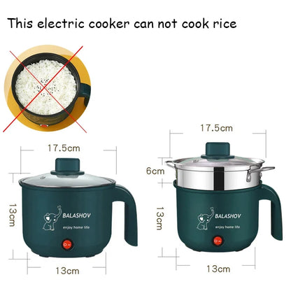 Mini olla eléctrica antiadherente para cocinar, doble para 1-2 personas.