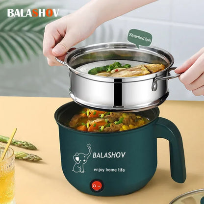 Mini olla eléctrica antiadherente para cocinar, doble para 1-2 personas.