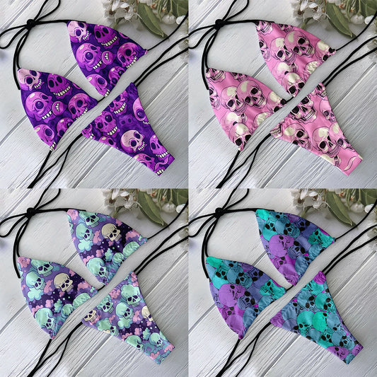 Traje de baño de bikini estampado de calavera