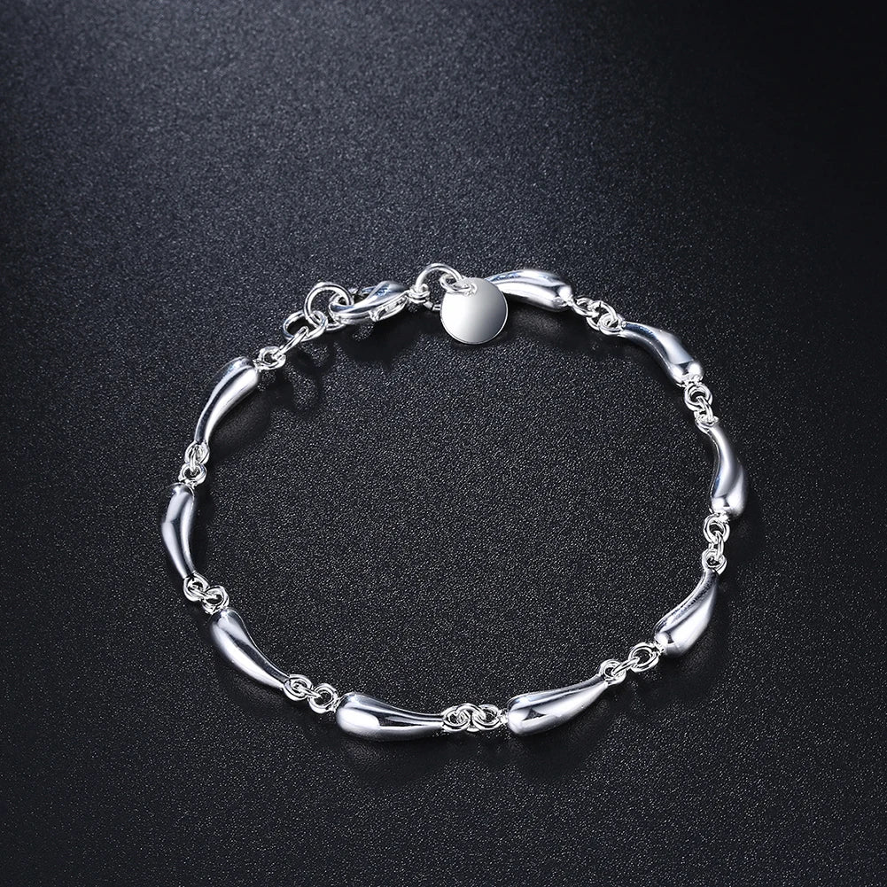 Pulsera de plata de ley 925 con forma de gota