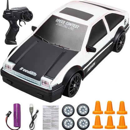 Coche de carreras con Control remoto AE86 1:24, 4WD 2,4G, coches de derrape GTR