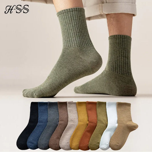 Calcetines De Algodón Peinado, comodos, confortables, estilo clásico. 5 Pares