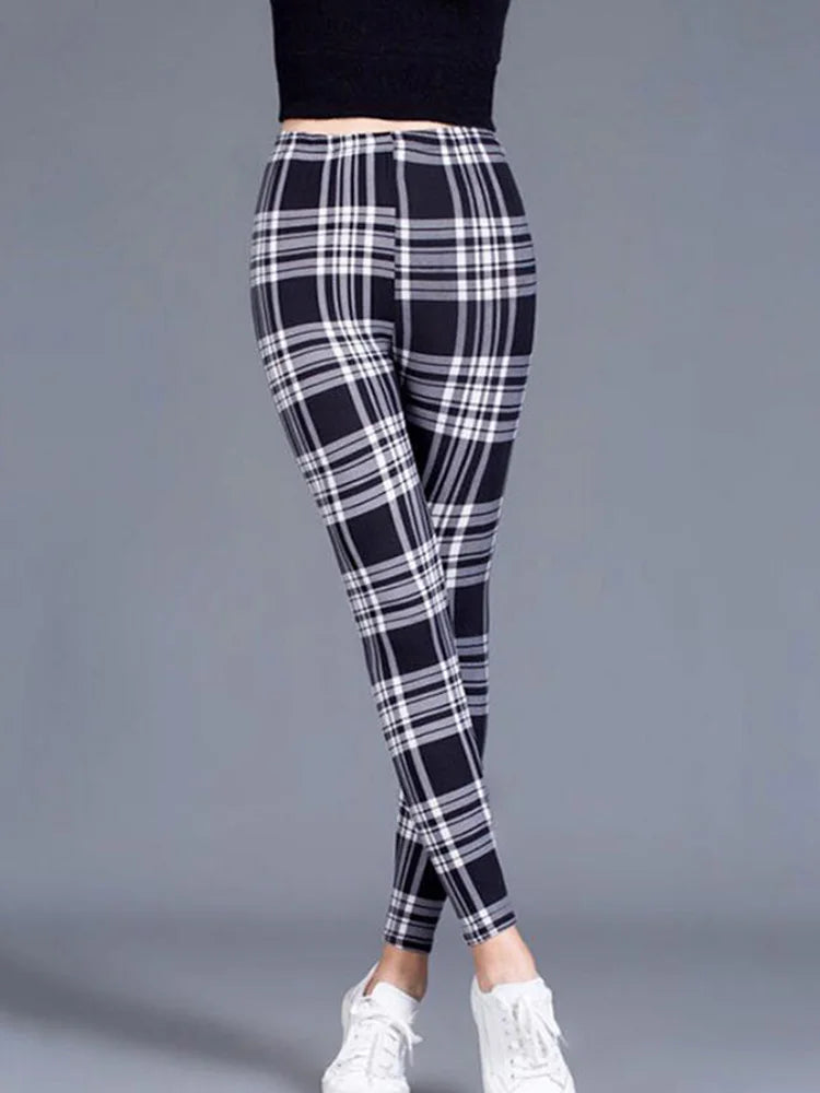 Leggings De Cuadros Estampados Push Up