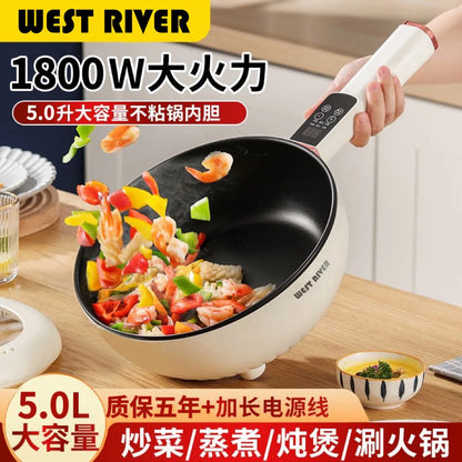 Wok eléctrico multifuncional, sartén para cocinar como un chef. Materiales antiadherentes de alta calidad.