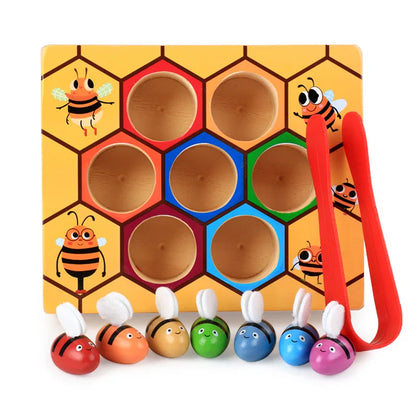 Juego de trampa de abejas Montessori para niños, cuentas con Clip, concentración lógica, juego de entrenamiento de Motor fino