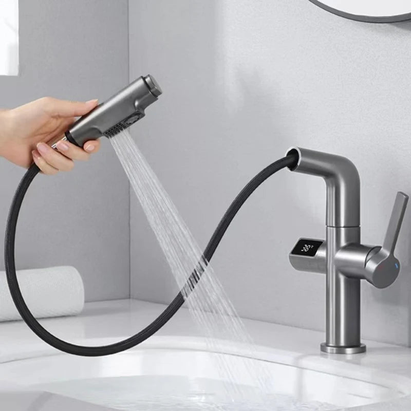 Llave para lavamanos de baño con pantalla Digital. Diseño moderno, elegante.