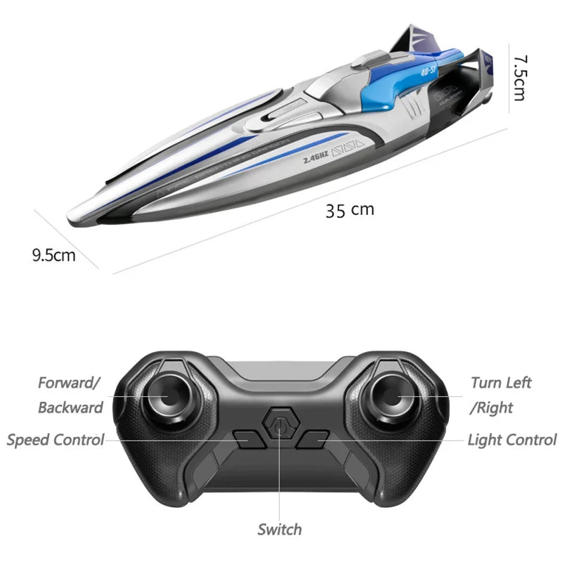 Barco de competición de alta velocidad RC de 30 KM/H, lancha rápida