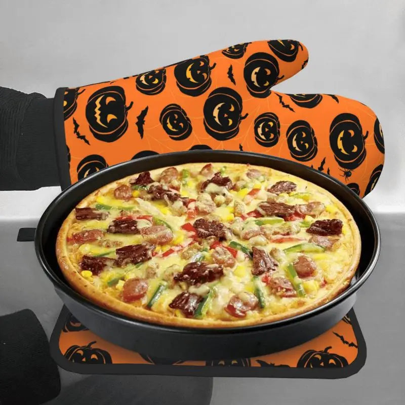 Guantes para horno y ollas, resistentes al calor para cocinar en Halloween.