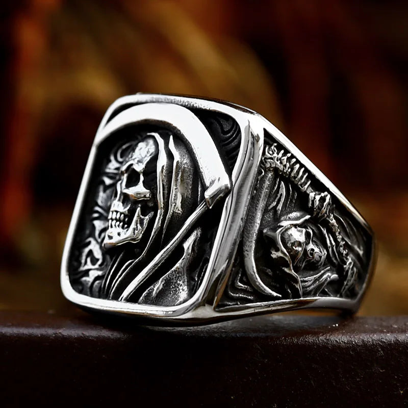 Anillo de la muerte anillo de calavera de acero inoxidable