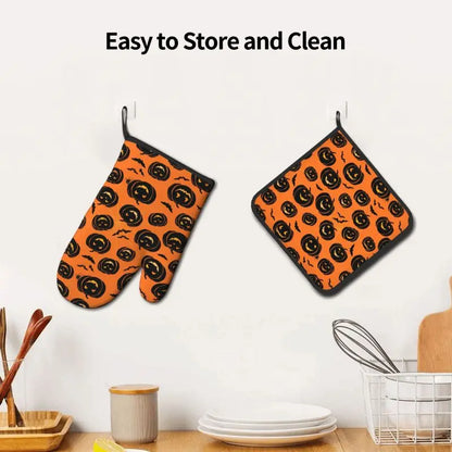 Guantes para horno y ollas, resistentes al calor para cocinar en Halloween.