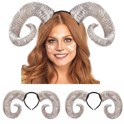 Diadema de cuerno de oveja para cosplay de Halloween