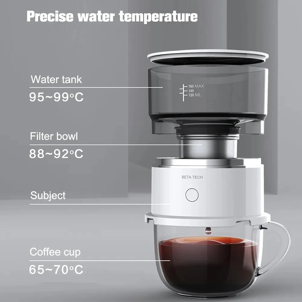 Mini cafetera eléctrica portátil para exteriores, semiautomática de goteo.