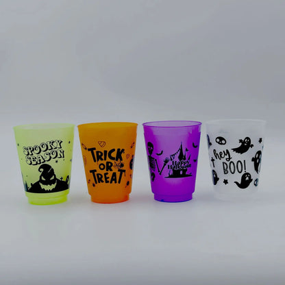 5 vasos de plástico con temática de Halloween