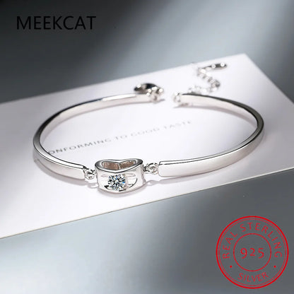 Pulsera de plata de ley 925 con piedras preciosas de diamantes de moissanita