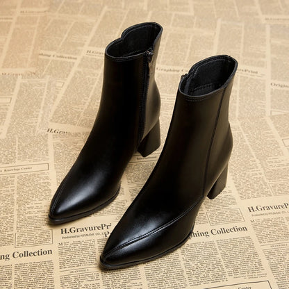 Botas puntiagudas estilo británico, con cremallera lateral