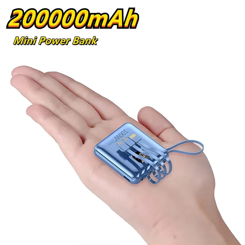 Mini PowerBank 200.000mAh, carga súper rápida, Cable USB de TYPE-C