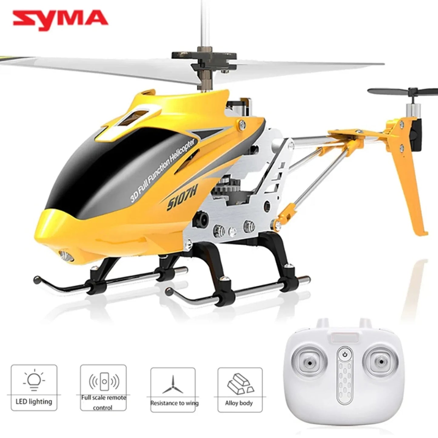 Helicóptero SYMA S107H RC Original, estabilización giroscópica automática con luz