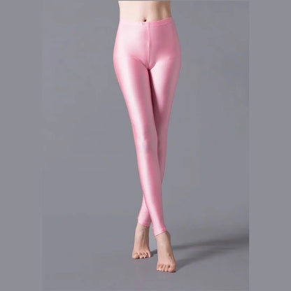 Leggings ajustados de alta elasticidad brillantes