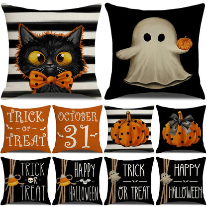 Funda de cojín de Halloween para decoración del hogar, varios diseños, truco o trato?