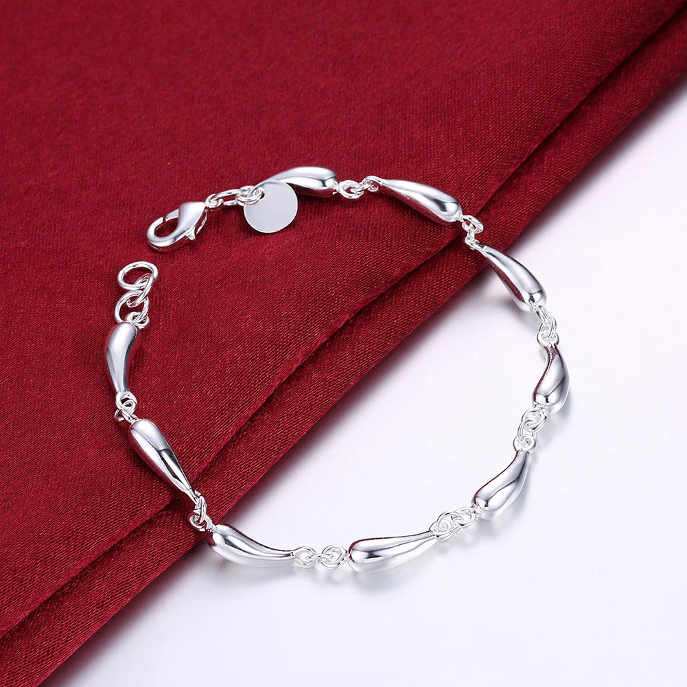 Pulsera de plata de ley 925 con forma de gota