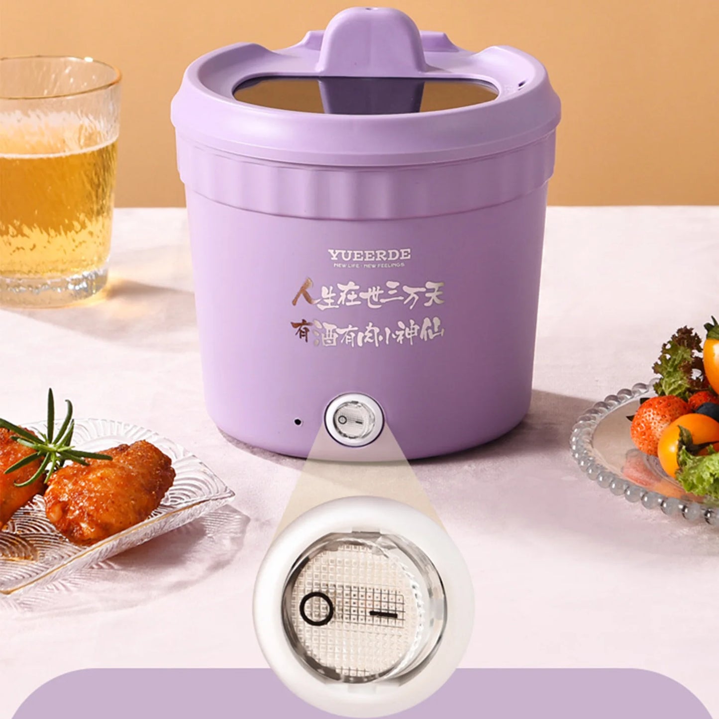 Mini cocina eléctrica de 1,2 L, 220/110V, Mini sartén antiadherente multifunción.