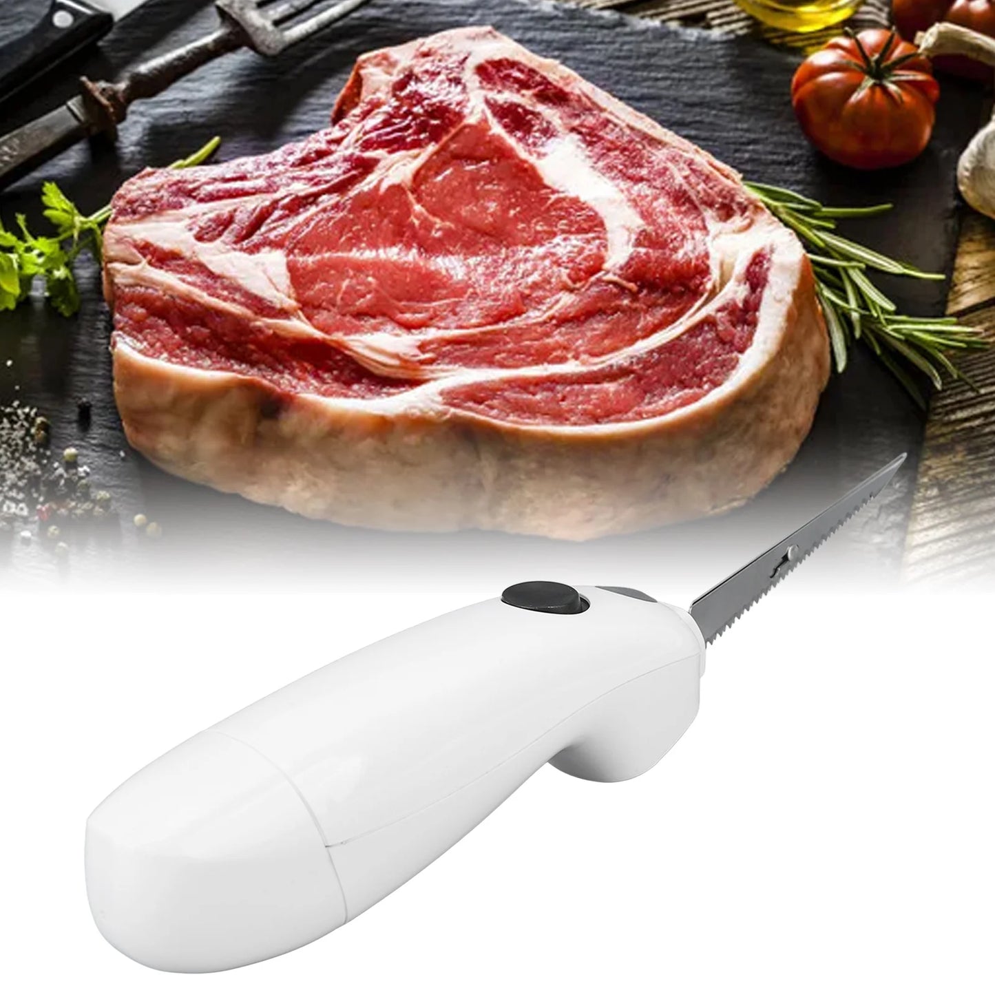 Cuchillo eléctrico inalámbrico de fácil corte para cocina. Recargable y portátil.