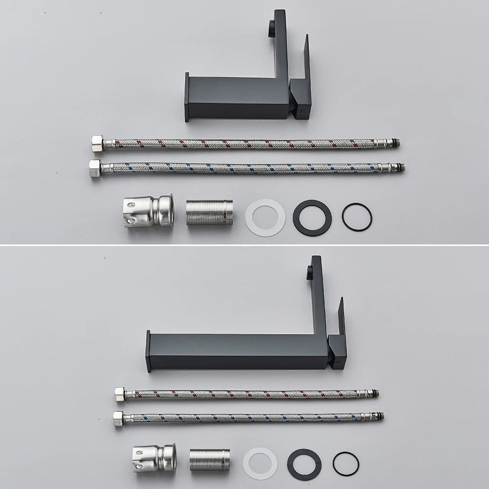 Llave para lavamanos de níquel cepillado. Montado en cubierta de acero inoxidable.