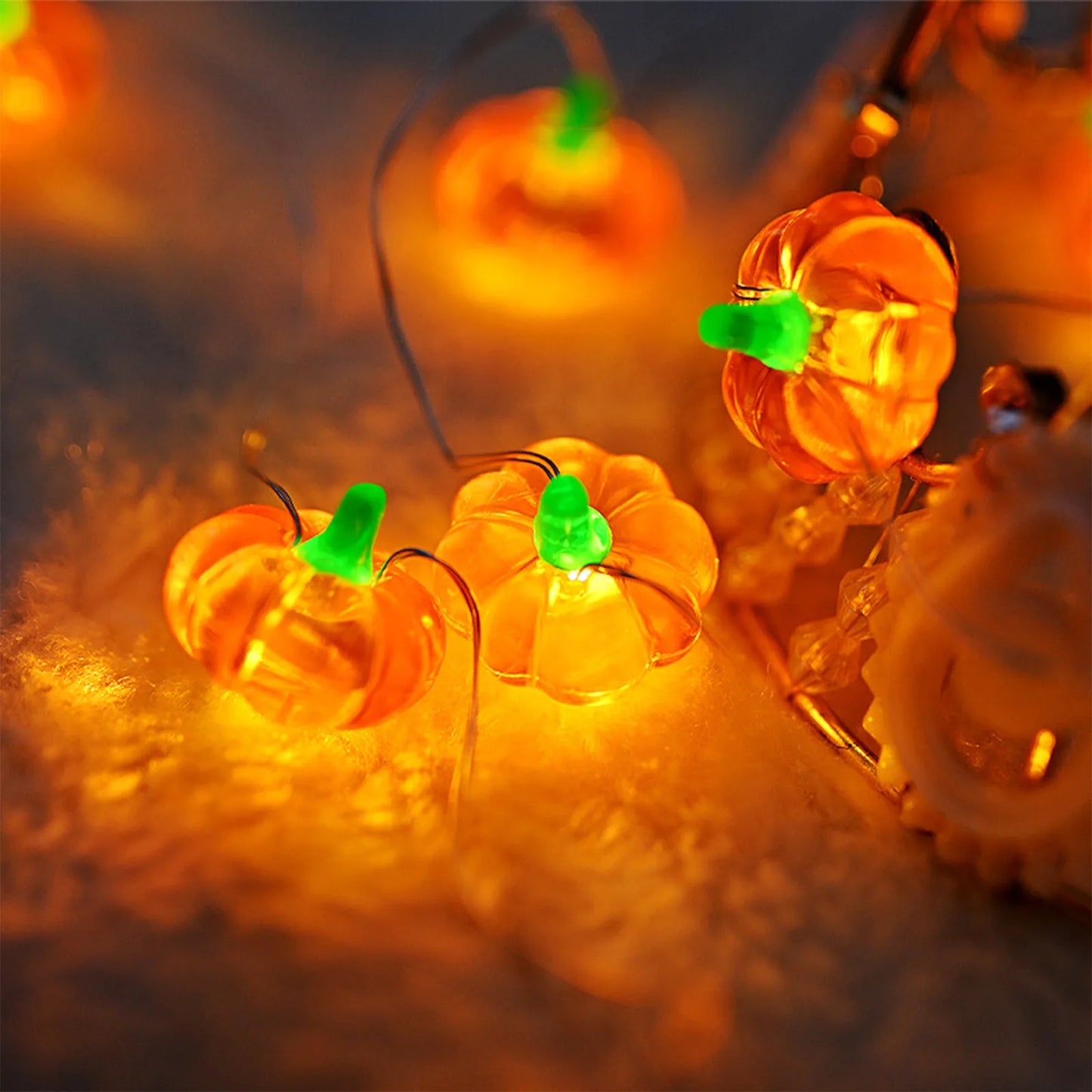 Cadena de luces LED con forma de calabaza de terror, de globo ocular, portátil, USB, 20 y 40 LED