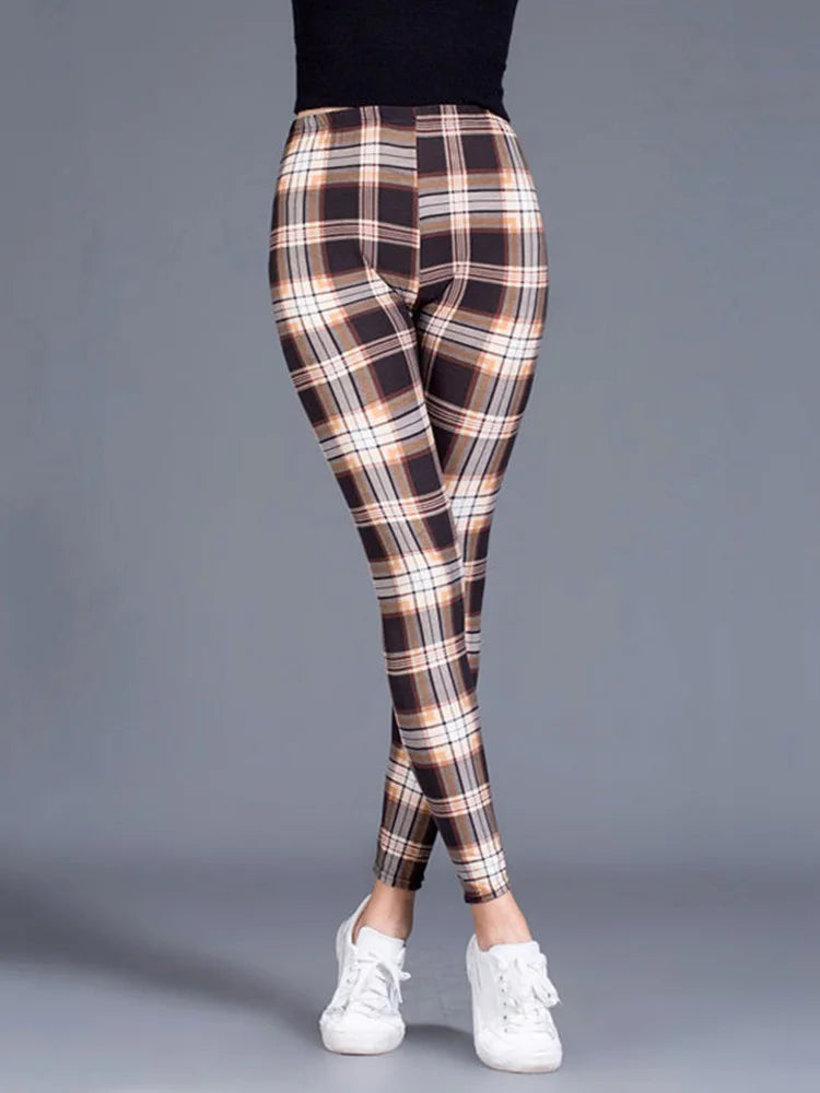 Leggings De Cuadros Estampados Push Up