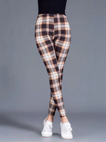 Leggings De Cuadros Estampados Push Up