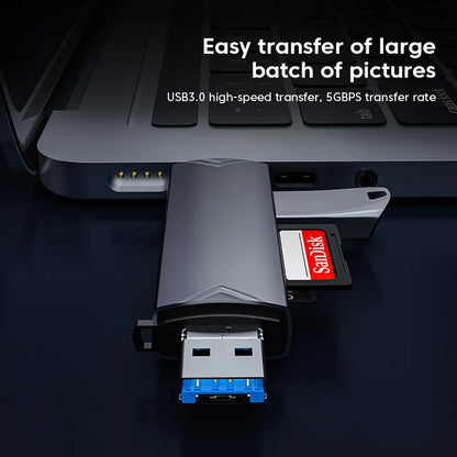 Lector de tarjetas OTG tipo C 6 en 1, adaptador USB 3.0 Micro SD, miniconvertidor de unidad flash USB TF