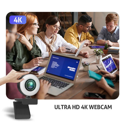 Cámara Web 4K 2K Full HD con micrófono luz de relleno LED