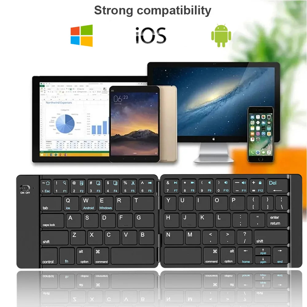 Teclado Bluetooth plegable para IPAD, tablet, móvil, notebook, oficina, Mini teclado inalámbrico, compatibilidad, universal