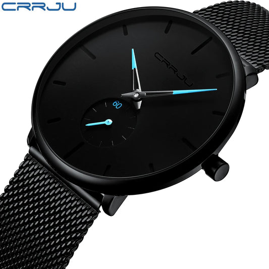 Reloj hombre de cuarzo, casual, delgado, de malla de acero, impermeable, deportivo, masculino