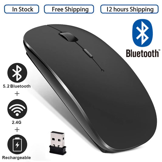 Mouse inalámbrico recargable, óptico con Bluetooth, Mini Usb, silencioso, 2,4 Ghz.