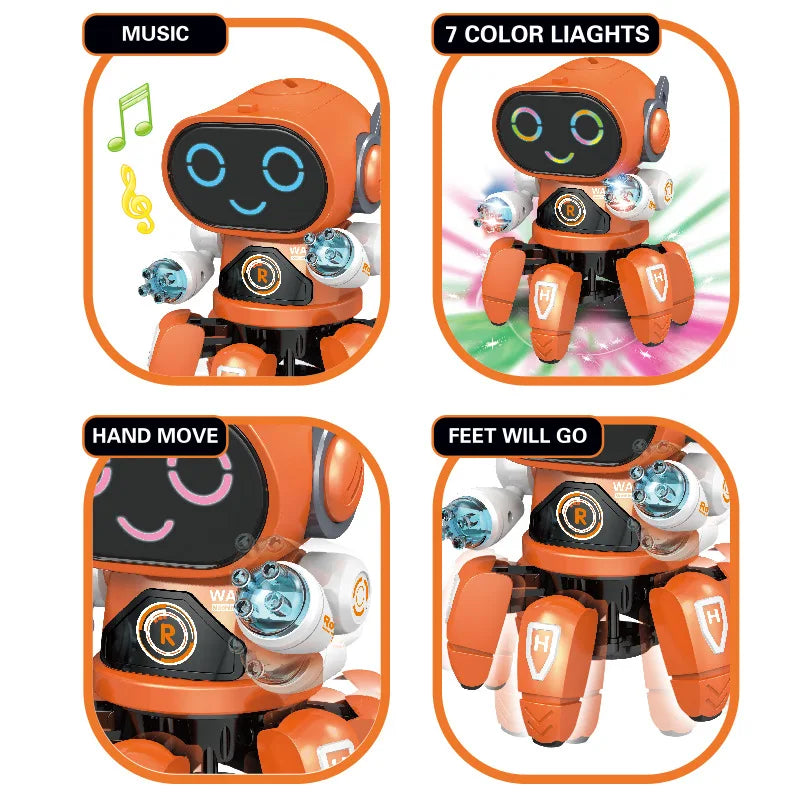 Mascota digital, robot de baile con 6 patas