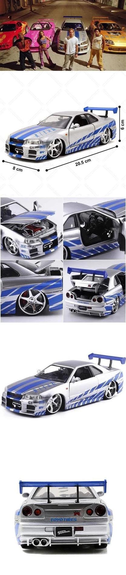 Auto de Colección a escala Supra GR Nissan GTR R34, Honda, Subaru WRX Lykan. Modelo Fast & Furious.